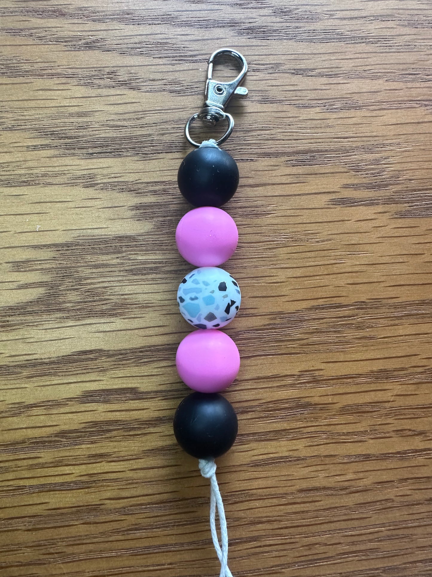 Pink Black Stone Keychain