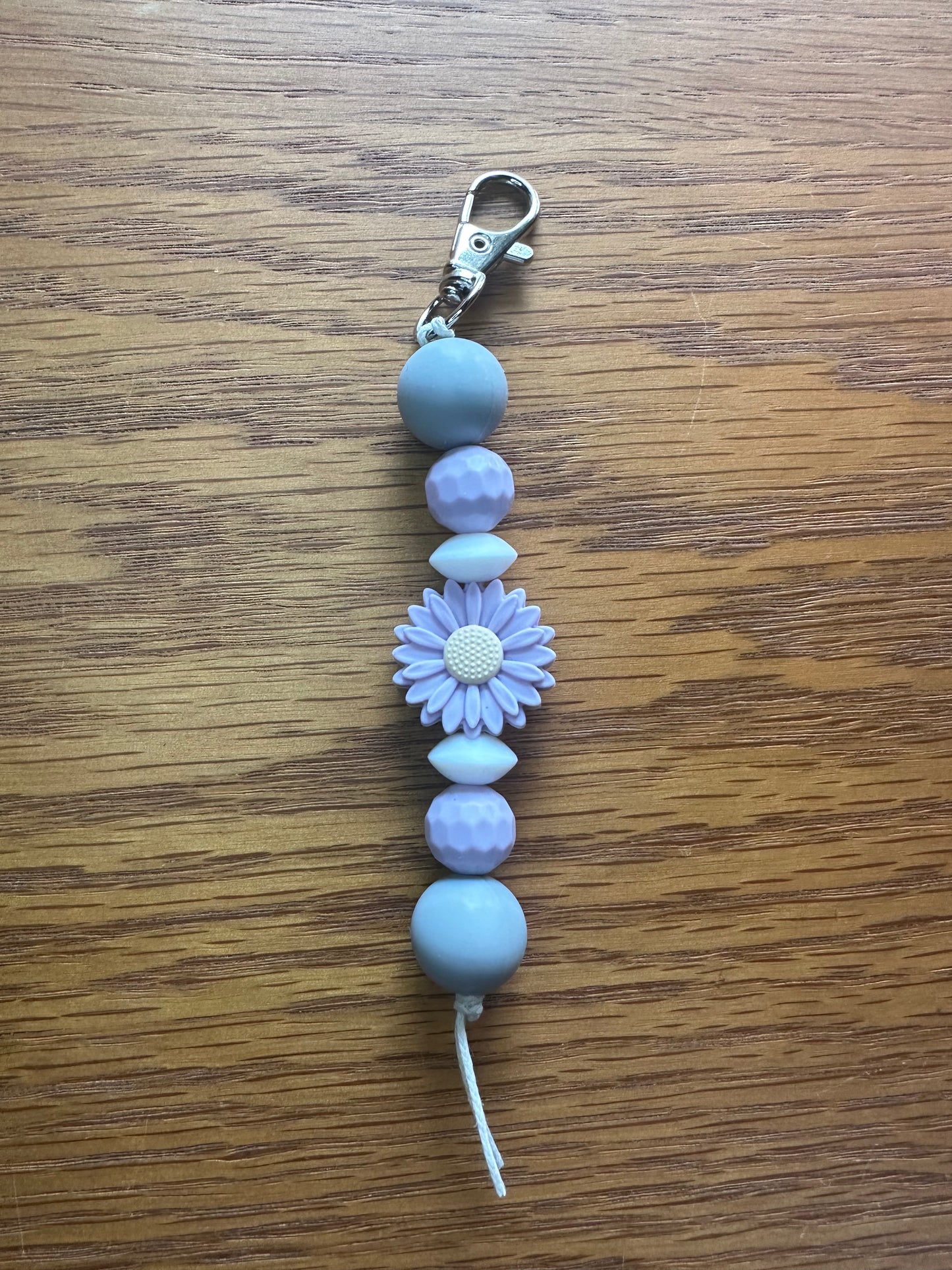 Purple Grey Daisy Keychain