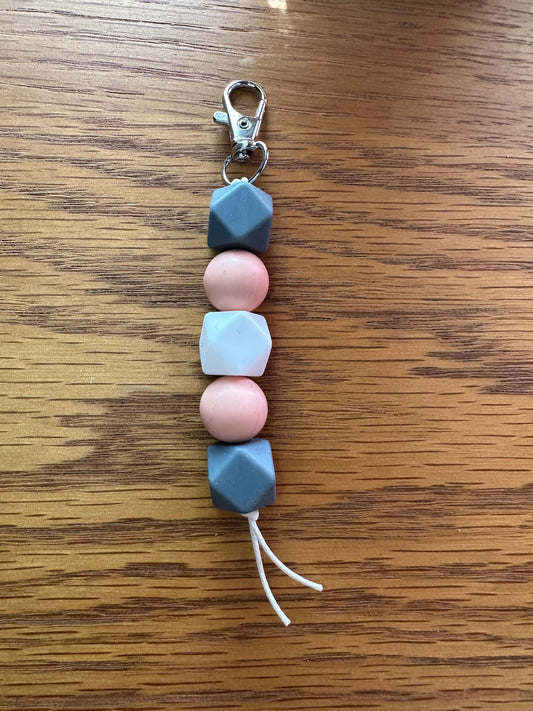 Dark Grey Peach Keychain