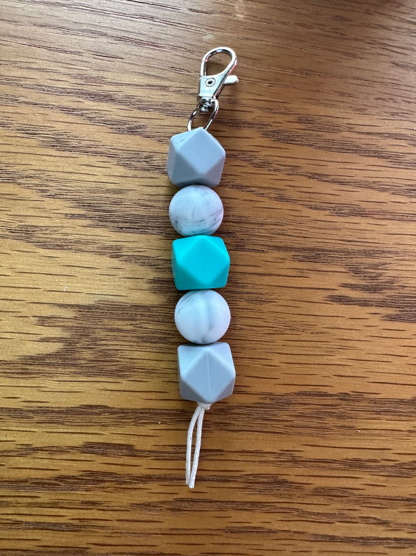 Turquoise Grey Marble Keychain