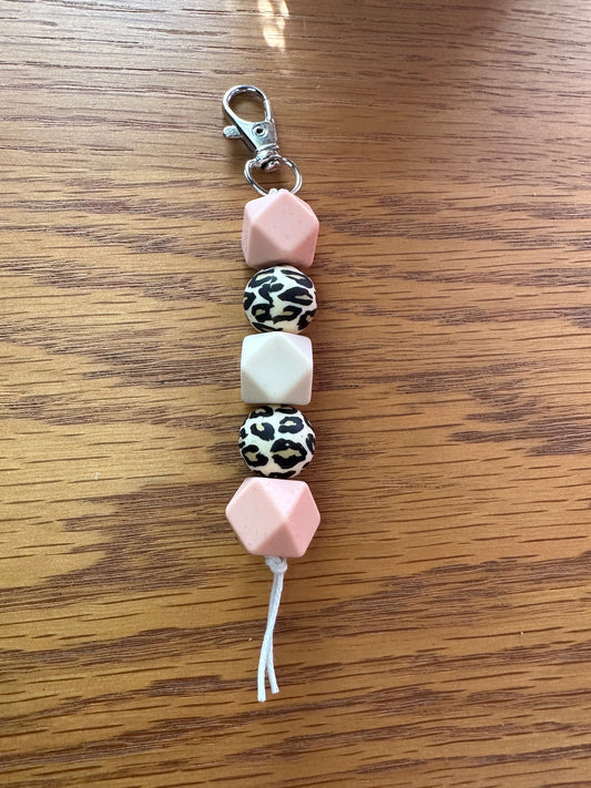 Peach Double Leopard Keychain