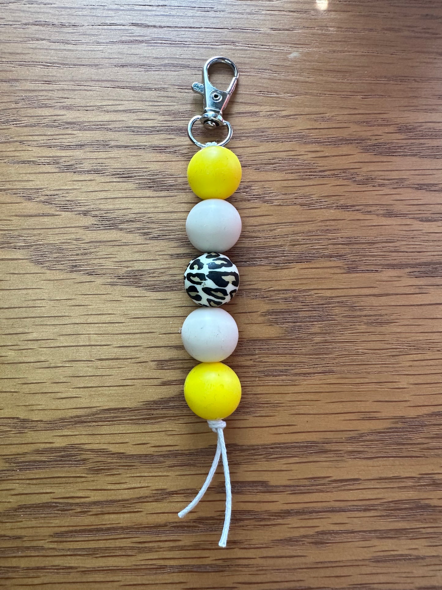 Yellow Cream Leopard Keychain