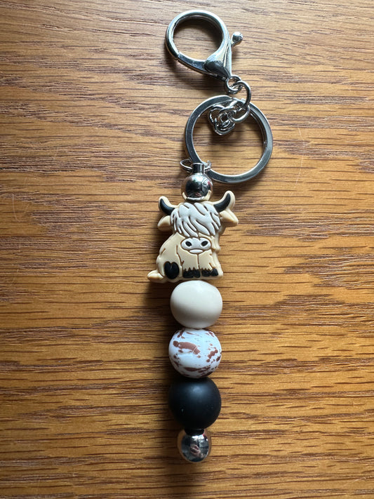 Beige Highland Cow Keychain