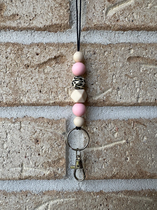 Pink Leopard Lanyard