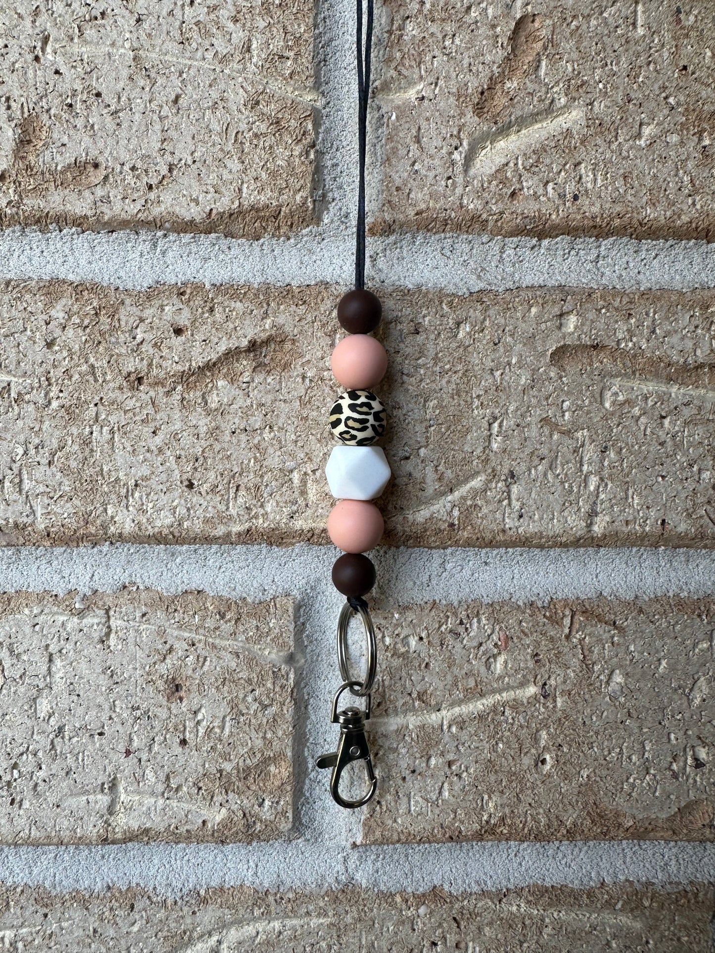 Peach Leopard Lanyard
