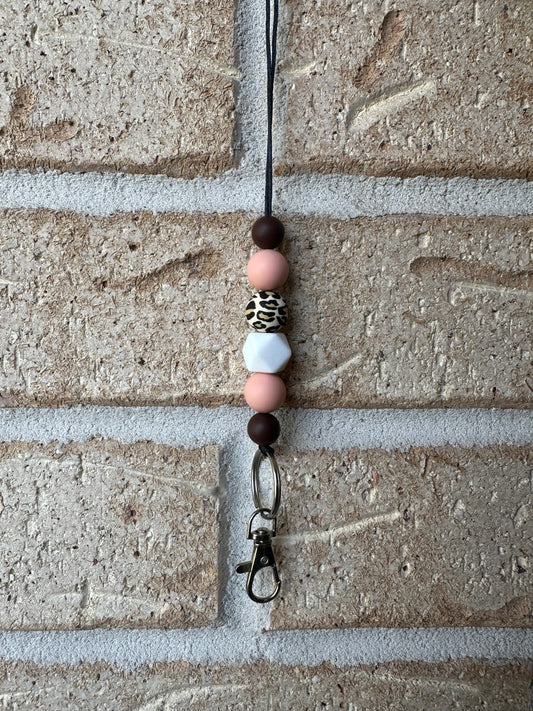 Peach Leopard Lanyard