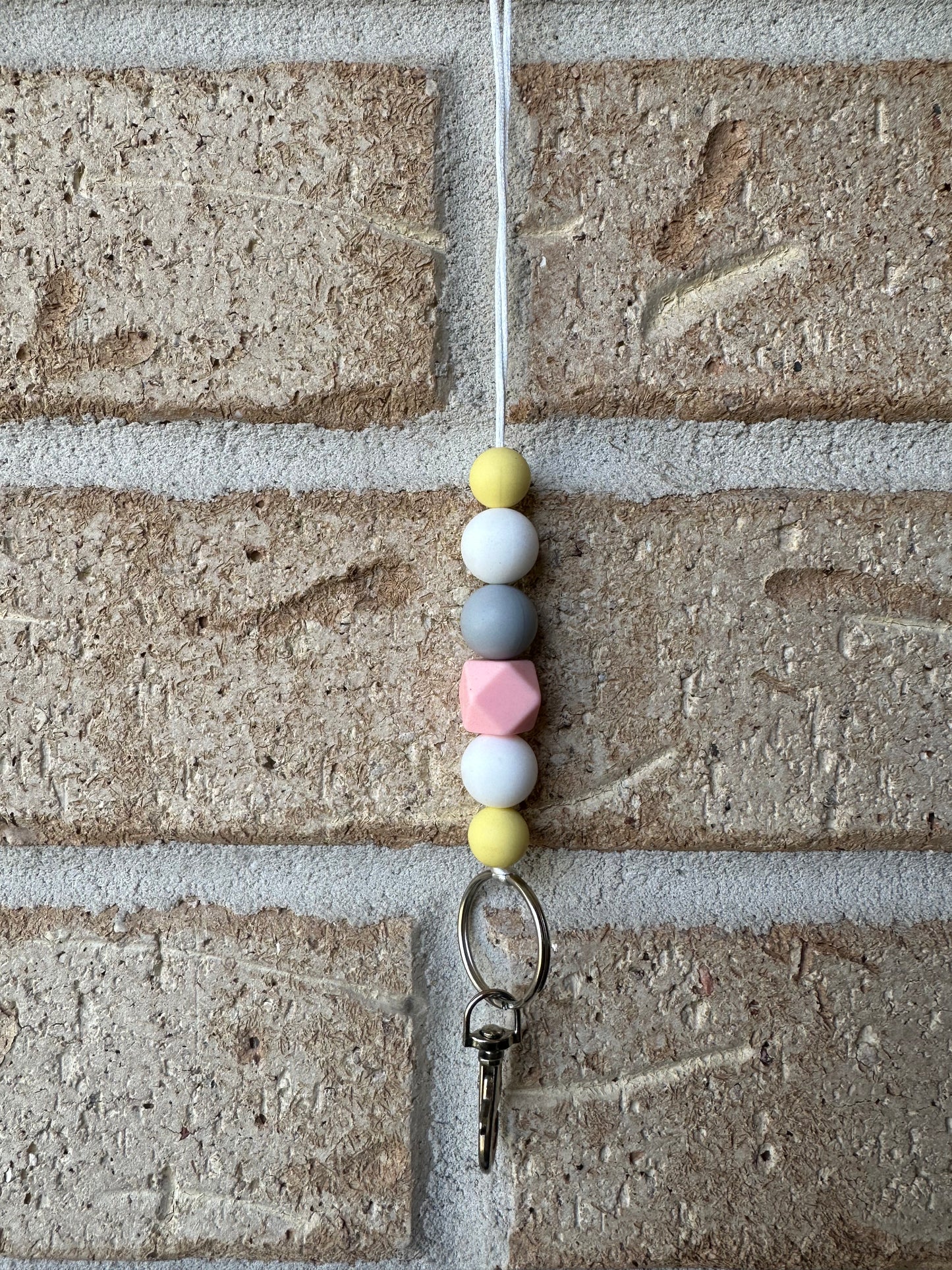 Yellow Pink Grey Lanyard