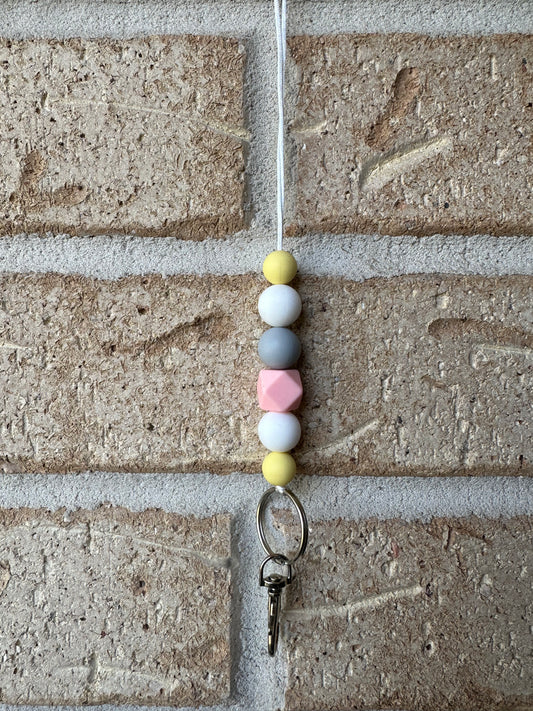 Yellow Pink Grey Lanyard
