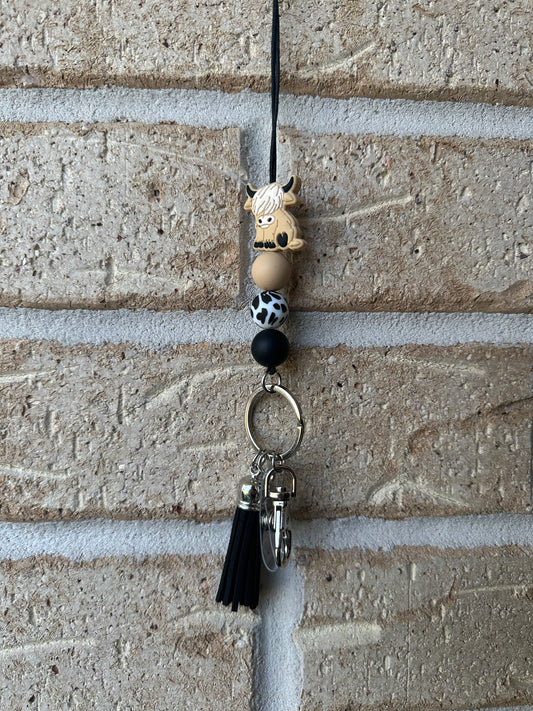 Beige Highland Cow Lanyard