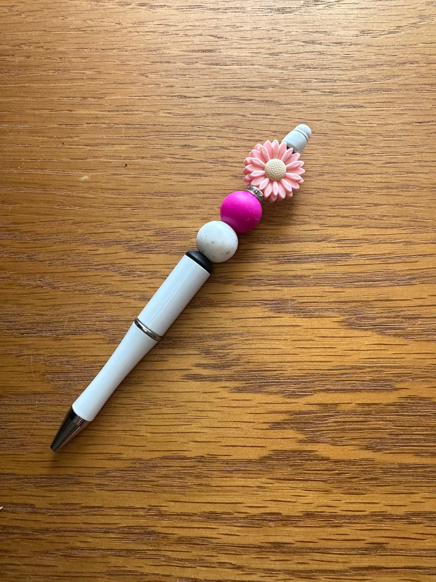 Hot Pink Flower Beaded Pen