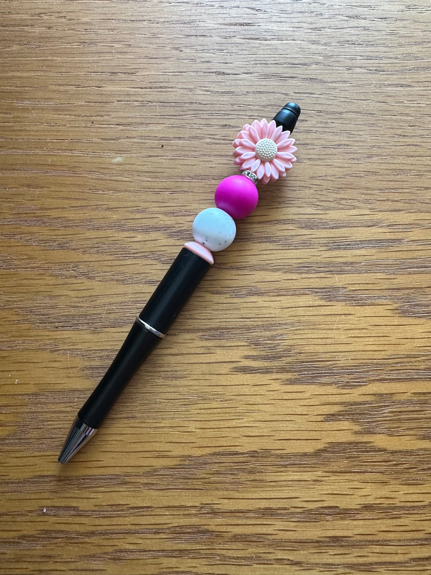 Hot Pink Flower Beaded Pen
