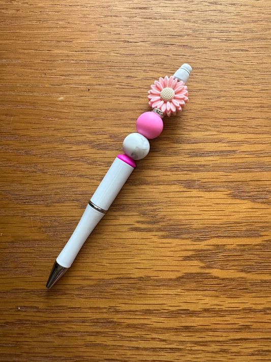 Pink Flower Beaded Pen