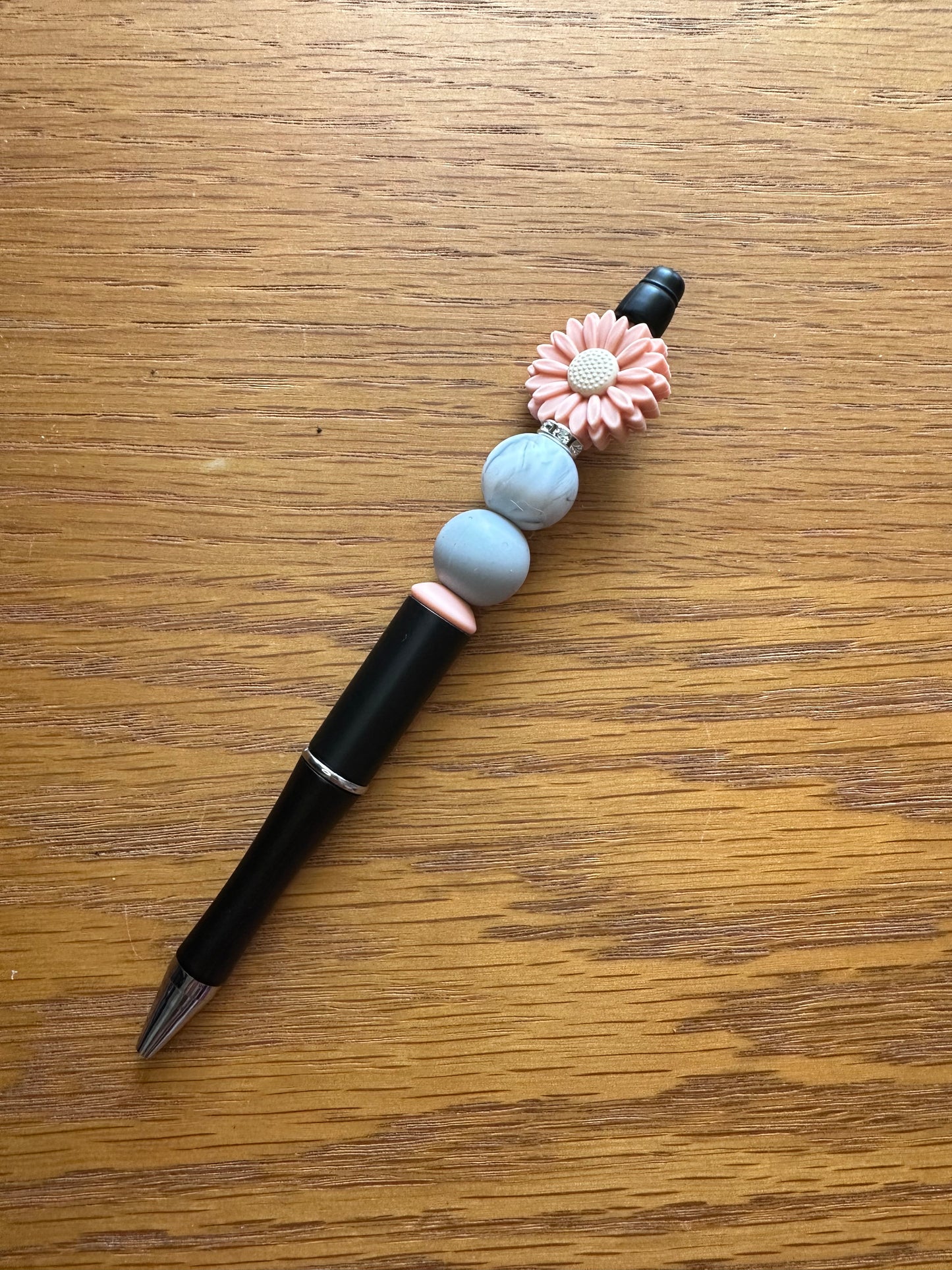 Peach Grey Beaded Pen